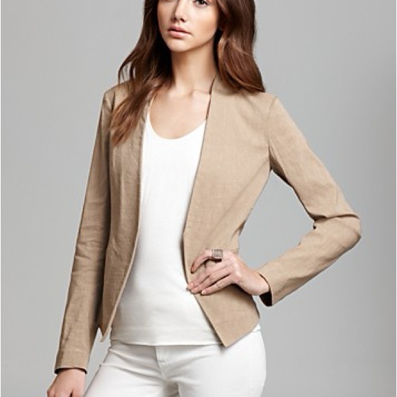 $375 Theory Lanai Linen Blend Beige Blazer size 4 - Picture 1 of 10